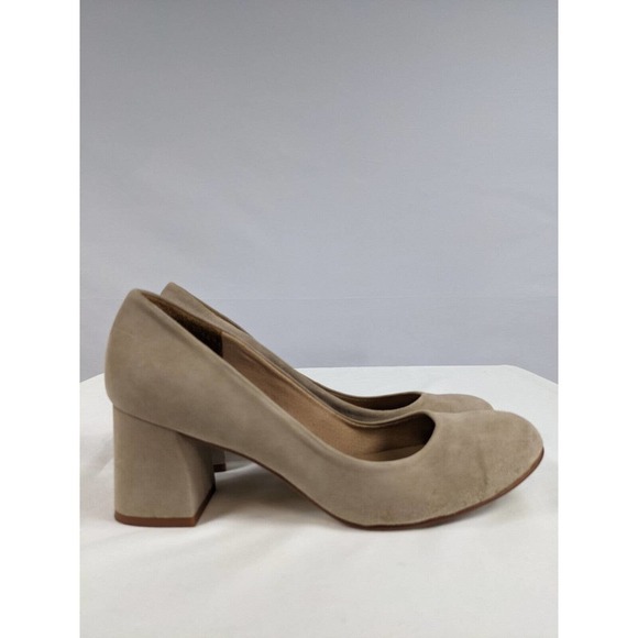 French Sole FSNY FS/NY Pumps Heels Beige Tan Taupe Suede 8.5 B Block Heel Spain - Picture 5 of 5